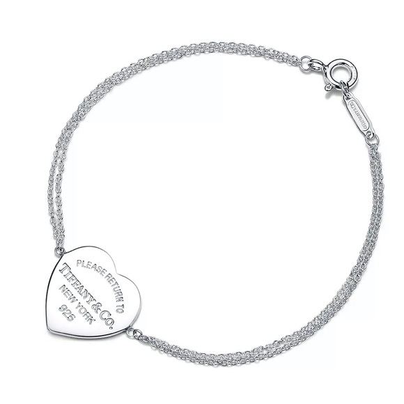 Heart Tag Double Chain Bracelet in Silver - Picture 7 of 7